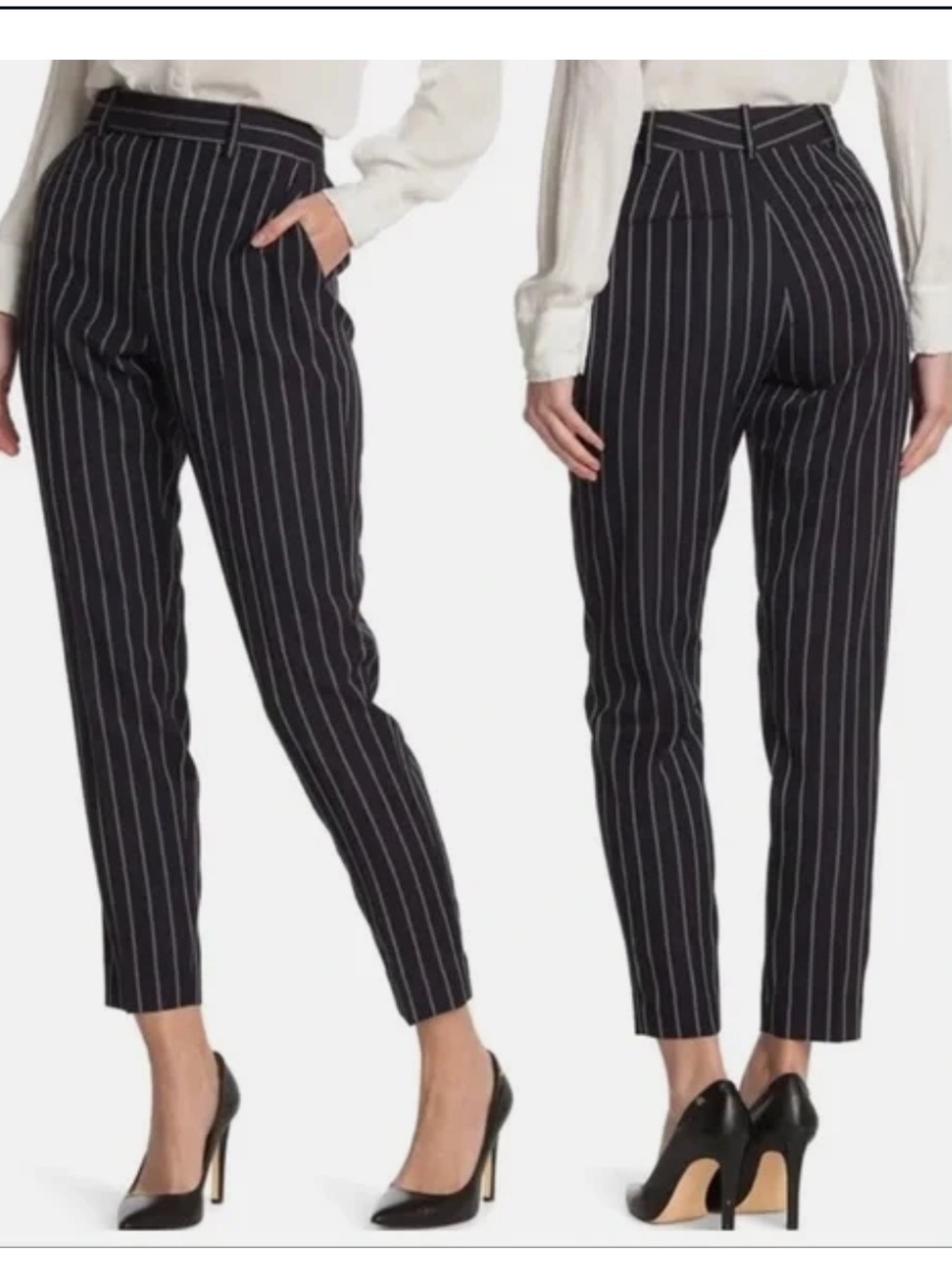 Equipment Femme Warsaw Career Blue and White Striped Trouser Size 10